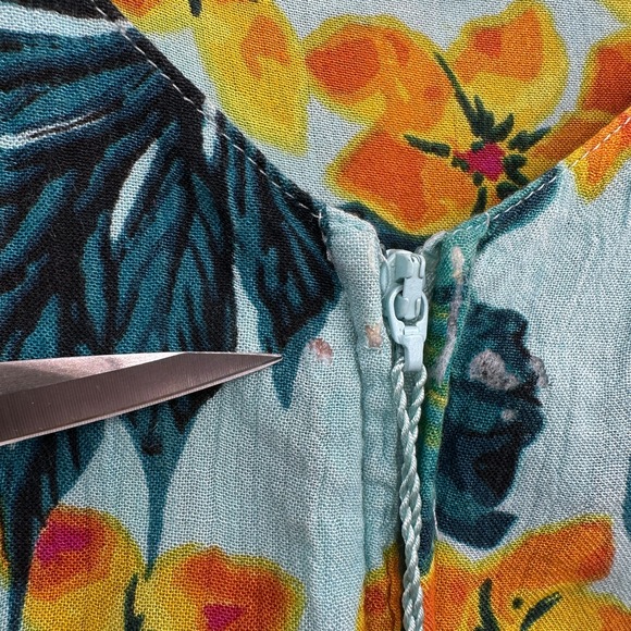 Go Softly Patio House Dress Lounge MuMu Plus Size 2X Pockets Zip Floral‎ FLAW - Picture 9 of 12